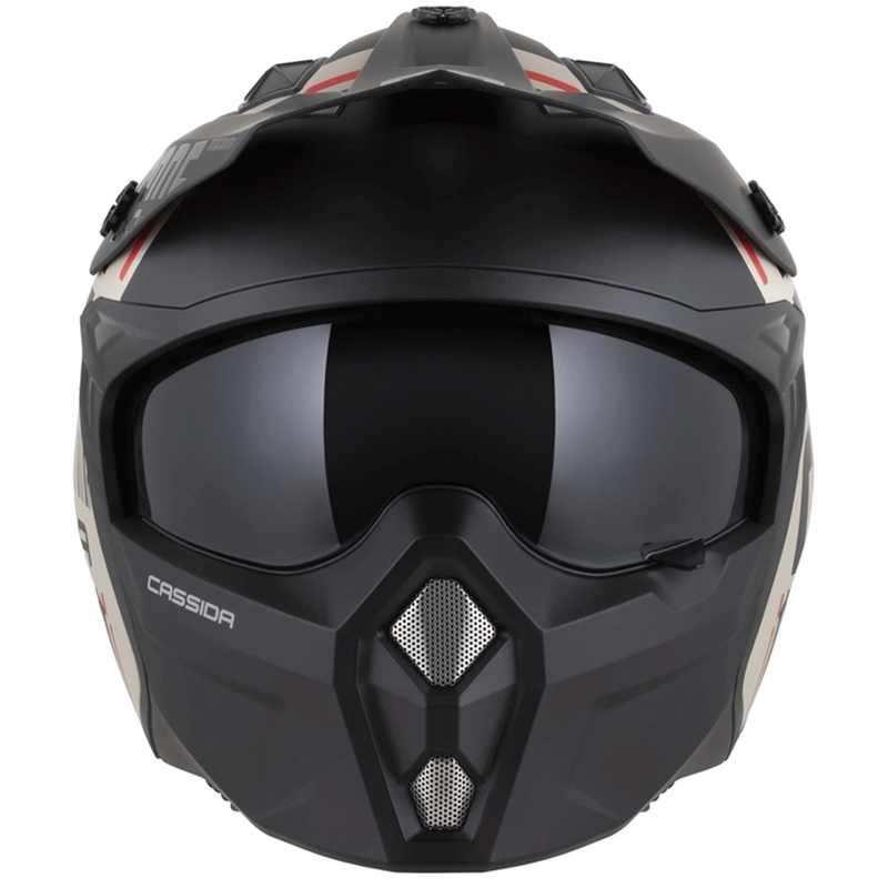 Modulaire motorhelm Cassida Cross Country Code mat zand-zwart-rood