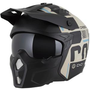 Modulaire motorhelm Cross Country Code mat zand-zwart-lichtblauw