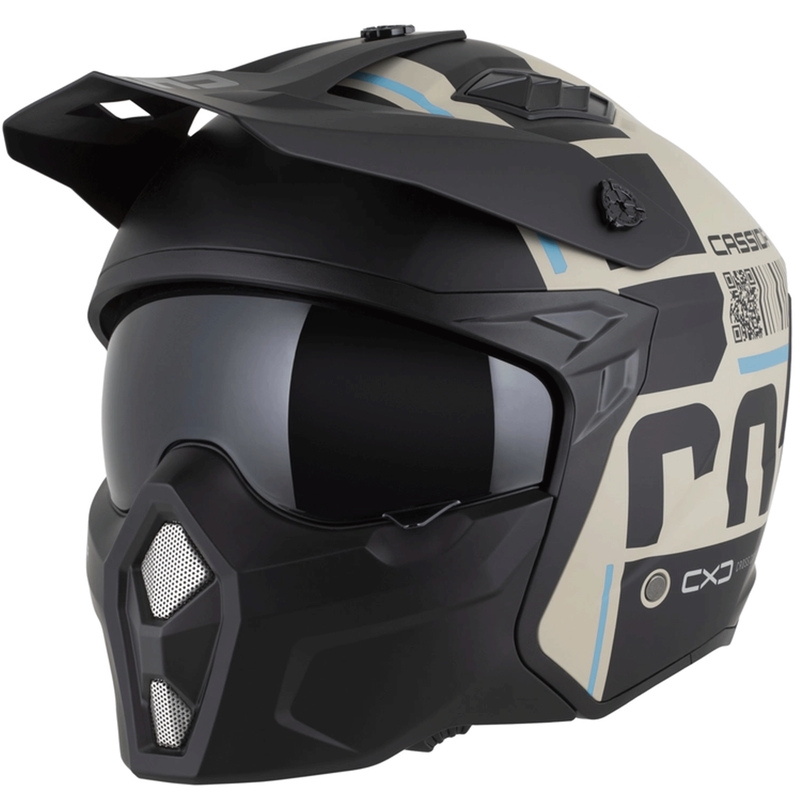 Modulaire motorhelm Cross Country Code mat zand-zwart-lichtblauw