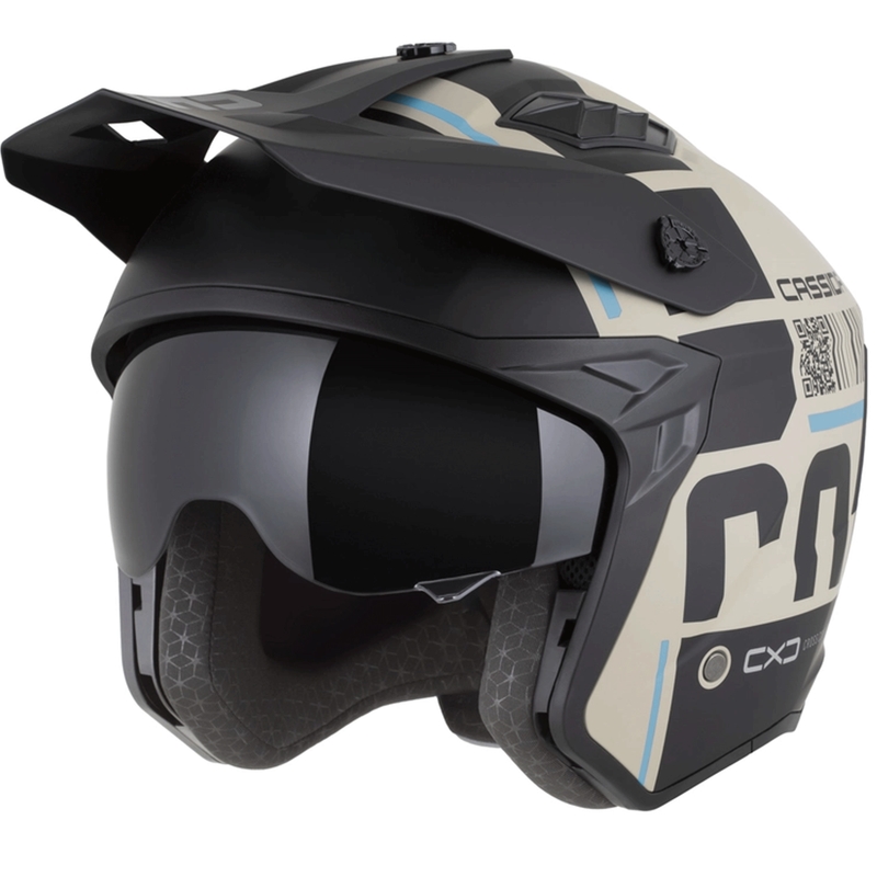 Modulaire motorhelm Cross Country Code mat zand-zwart-lichtblauw