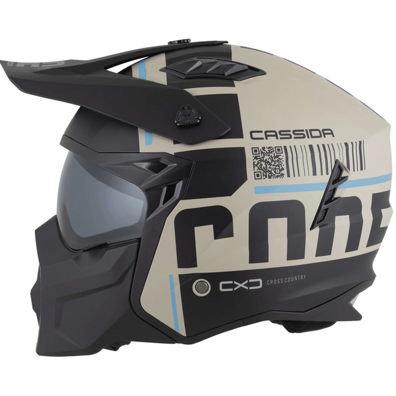 Modulaire motorhelm Cross Country Code mat zand-zwart-lichtblauw