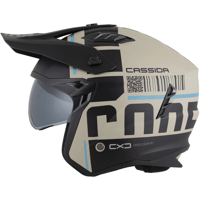 Modulaire motorhelm Cross Country Code mat zand-zwart-lichtblauw