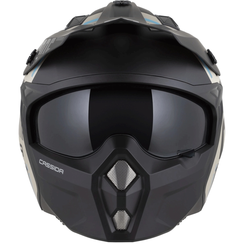 Modulaire motorhelm Cross Country Code mat zand-zwart-lichtblauw