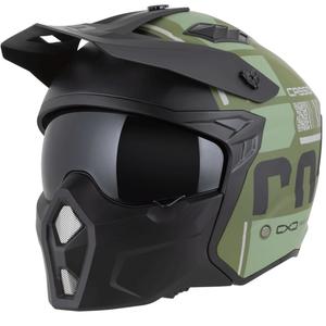 Modulaire motorhelm Cassida Cross Country Code matgroen-grijs-zwart
