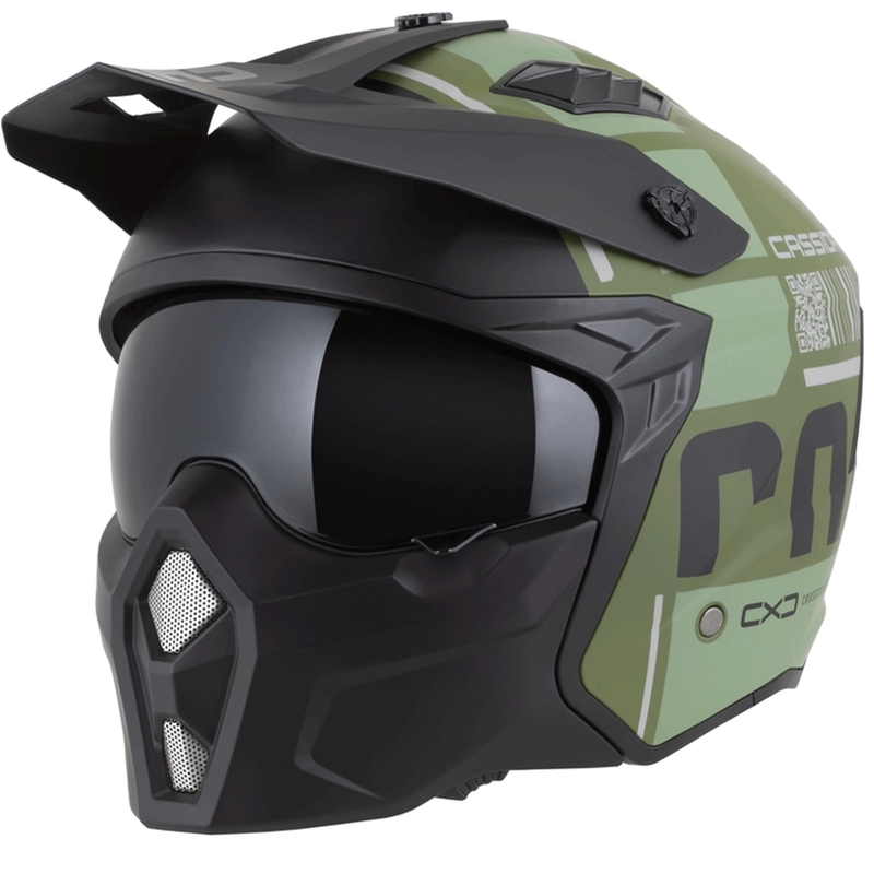 Modulaire motorhelm Cassida Cross Country Code matgroen-grijs-zwart