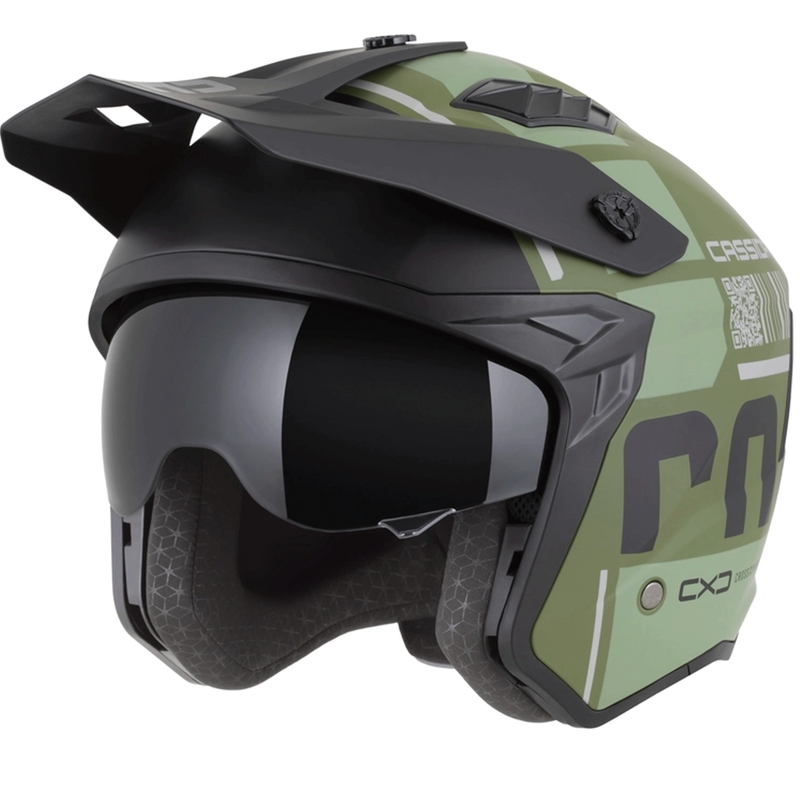 Modulaire motorhelm Cassida Cross Country Code matgroen-grijs-zwart