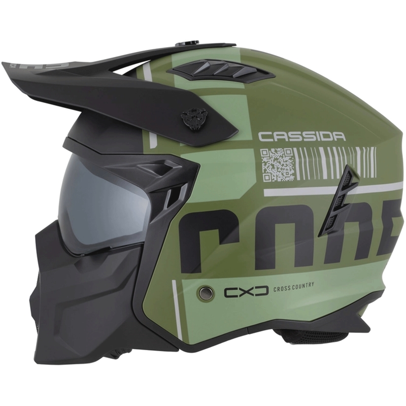 Modulaire motorhelm Cassida Cross Country Code matgroen-grijs-zwart