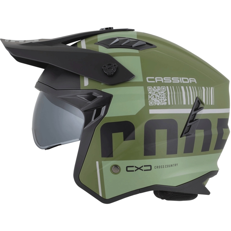 Modulaire motorhelm Cassida Cross Country Code matgroen-grijs-zwart