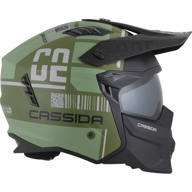 Modulaire motorhelm Cassida Cross Country Code matgroen-grijs-zwart