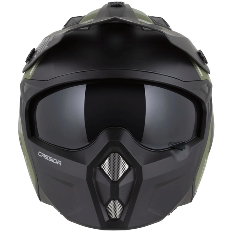 Modulaire motorhelm Cassida Cross Country Code matgroen-grijs-zwart