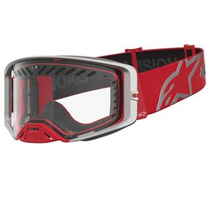 Alpinestars Supertech Dura Air Fluid rood-zilveren crossbril met transparant plexiglas