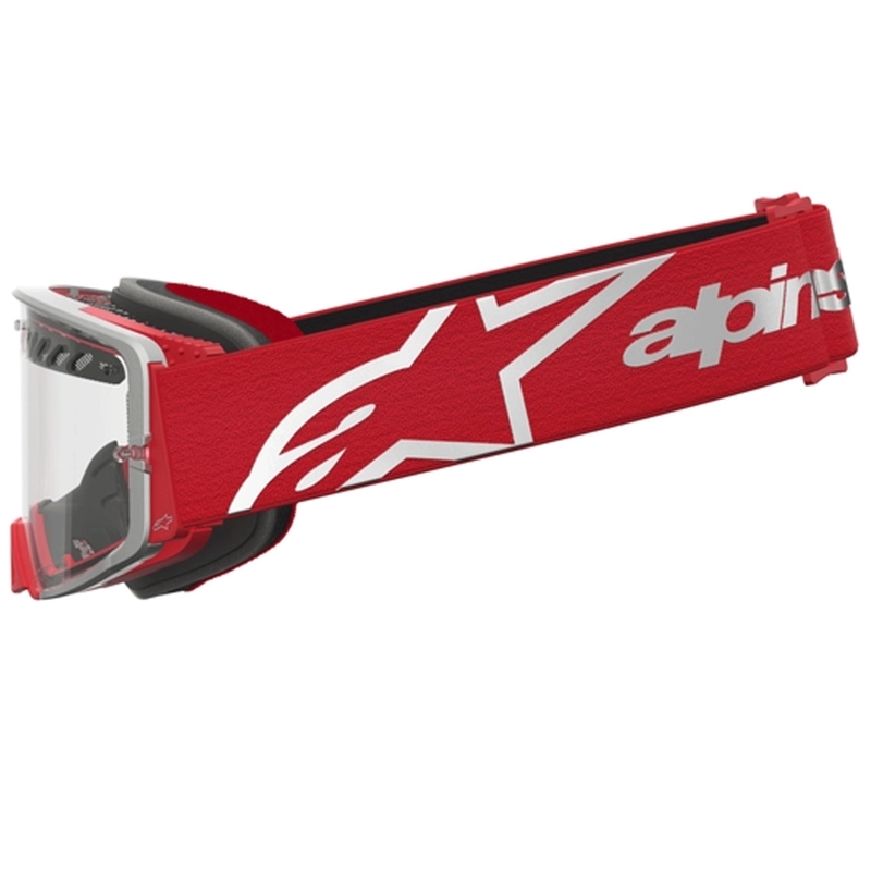 Alpinestars Supertech Dura Air Fluid rood-zilveren crossbril met transparant plexiglas