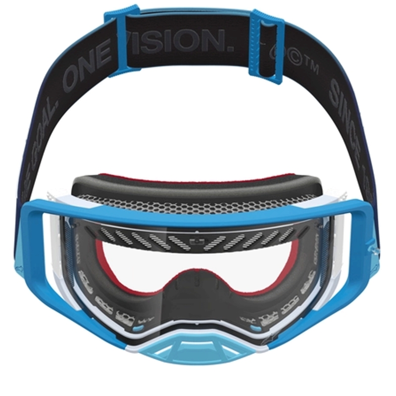 Alpinestars Supertech Dura Air Fluid blauw-zilveren motorcrossbril met transparant plexiglas