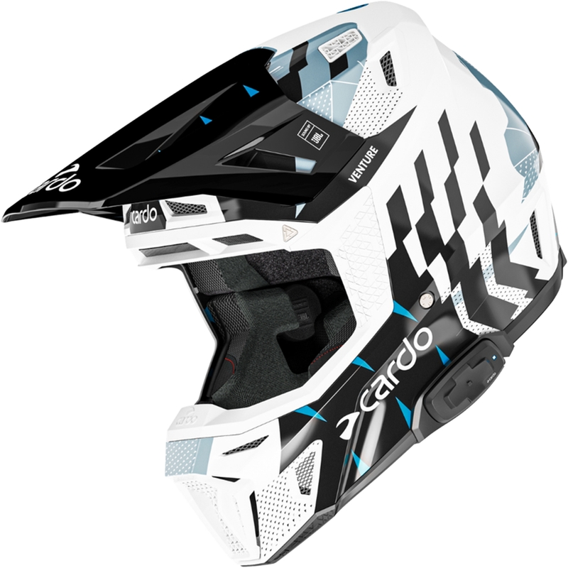 Motocrosshelm met intercom Cardo Venture wit-zwart-blauw