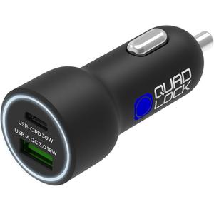 Quad Lock® 48W USB-C PD + USB-A QC 3.0 autolader zwart