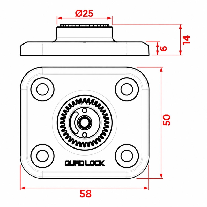 Quad Lock® 360 Platte Basis Zwart