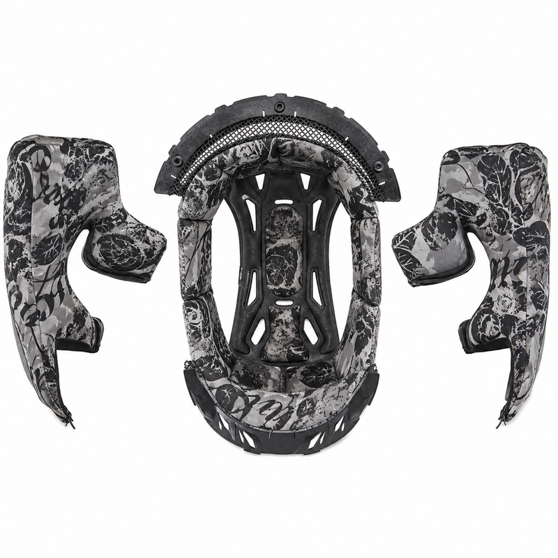 Binnenkant van de Scorpion EXO-1500 AIR motorhelm met opdruk