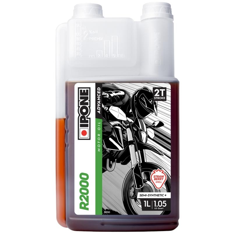 Semi-synthetische olie Ipone R2000 Aardbei 2T 1 l aardbei