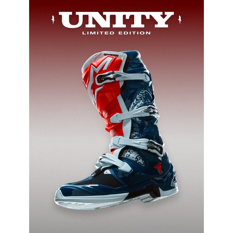 Alpinestars TECH 7 UNITY crosslaarzen rood-wit-blauw