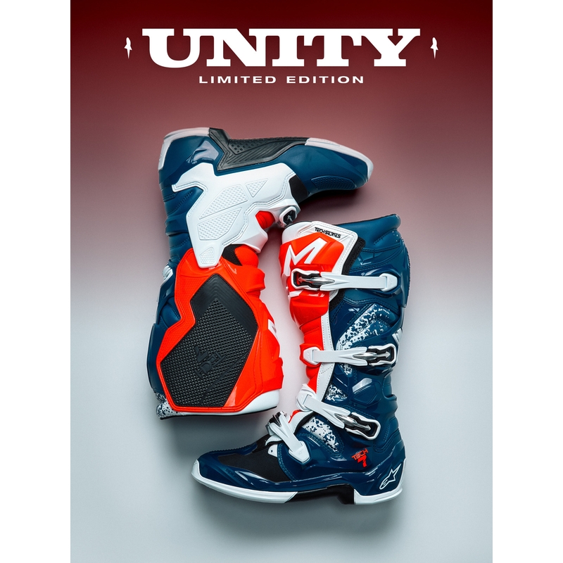 Alpinestars TECH 7 UNITY crosslaarzen rood-wit-blauw