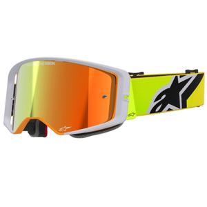 Alpinestars Supertech Corp fluogele-grijze motorcrossbril met gespiegelde rode lens