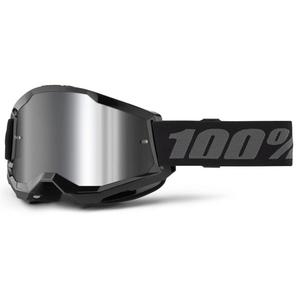 Motorcrossbril 100% STRATA 2 Nieuw zwart (zilver plexi)