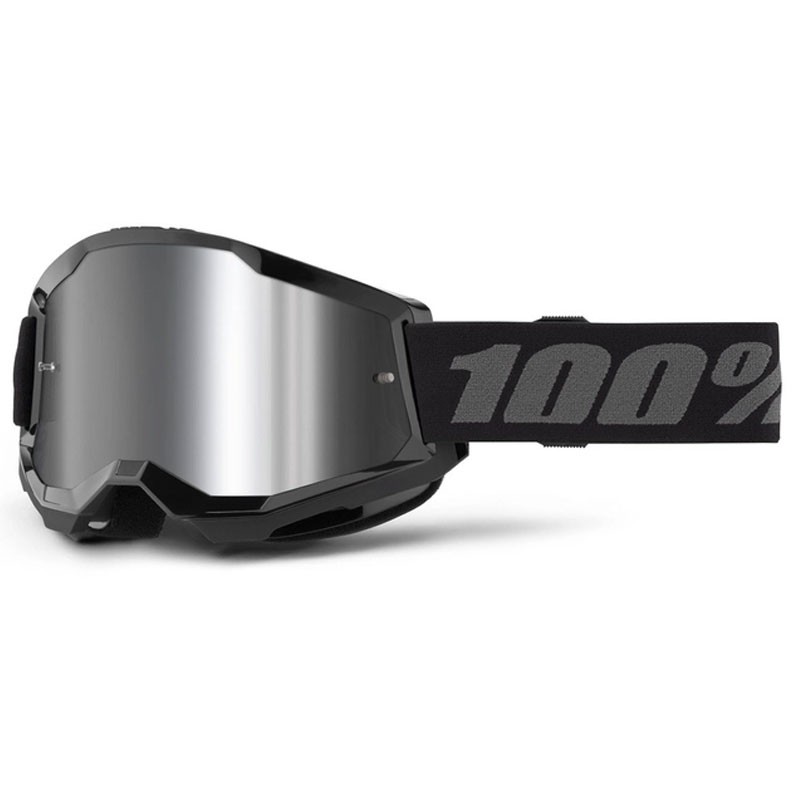 Motorcrossbril 100% STRATA 2 Nieuw zwart (zilver plexi)