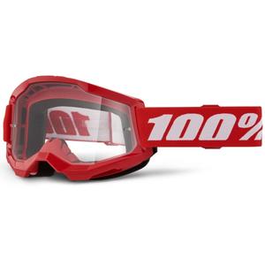 Motorcrossbril 100% STRATA 2 Nieuw rood (helder plexi)