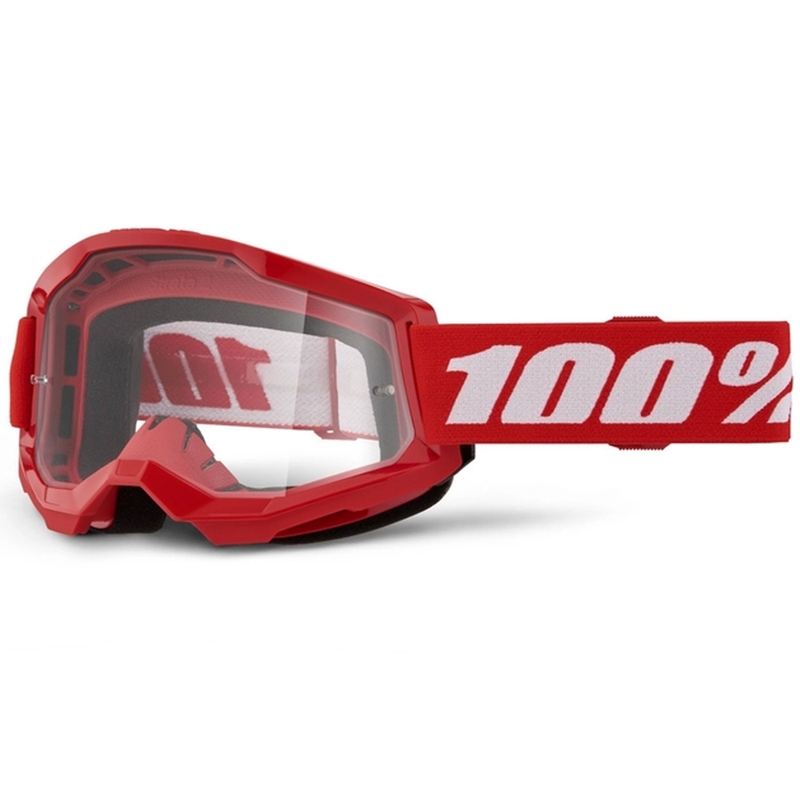 Motorcrossbril 100% STRATA 2 Nieuw rood (helder plexi)