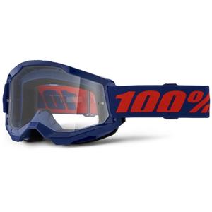 Motorcrossbril 100% STRATA 2 Nieuw donkerblauw (helder plexi)
