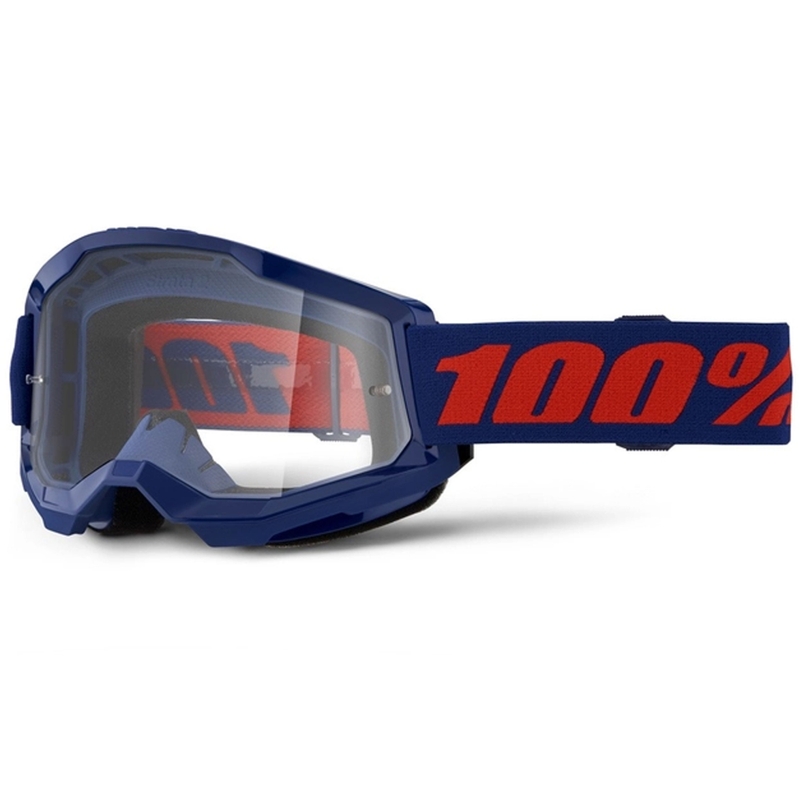 Motorcrossbril 100% STRATA 2 Nieuw donkerblauw (helder plexi)