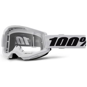 Motorcrossbril 100% STRATA 2 Nieuw wit (helder plexi)