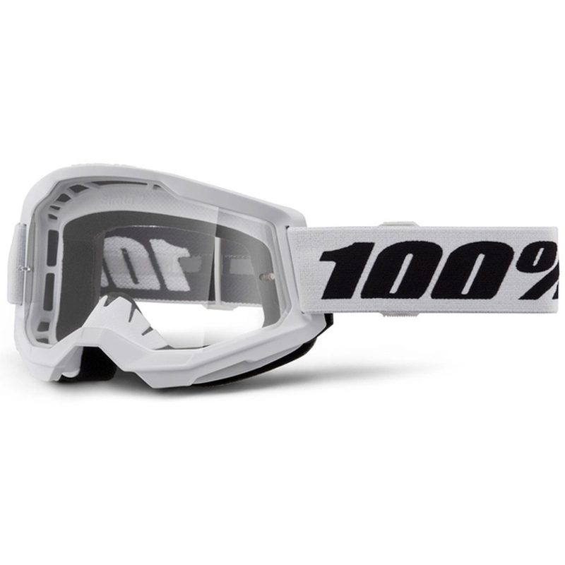 Motorcrossbril 100% STRATA 2 Nieuw wit (helder plexi)
