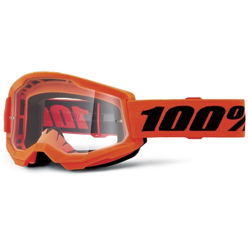 Motorcrossbril 100% STRATA 2 Nieuw oranje (helder plexi)