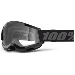 Motorcrossbril 100% STRATA 2 Nieuw zwart (helder plexi)