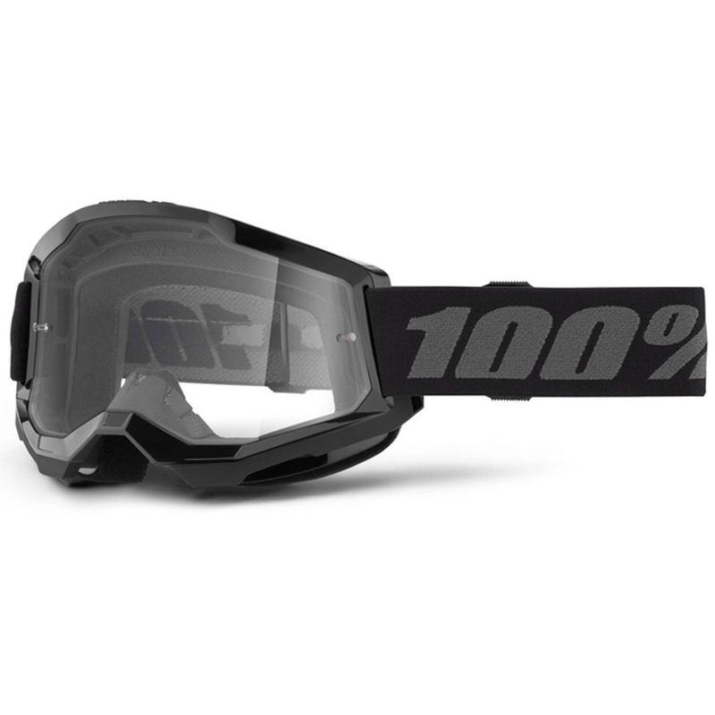 Motorcrossbril 100% STRATA 2 Nieuw zwart (helder plexi)