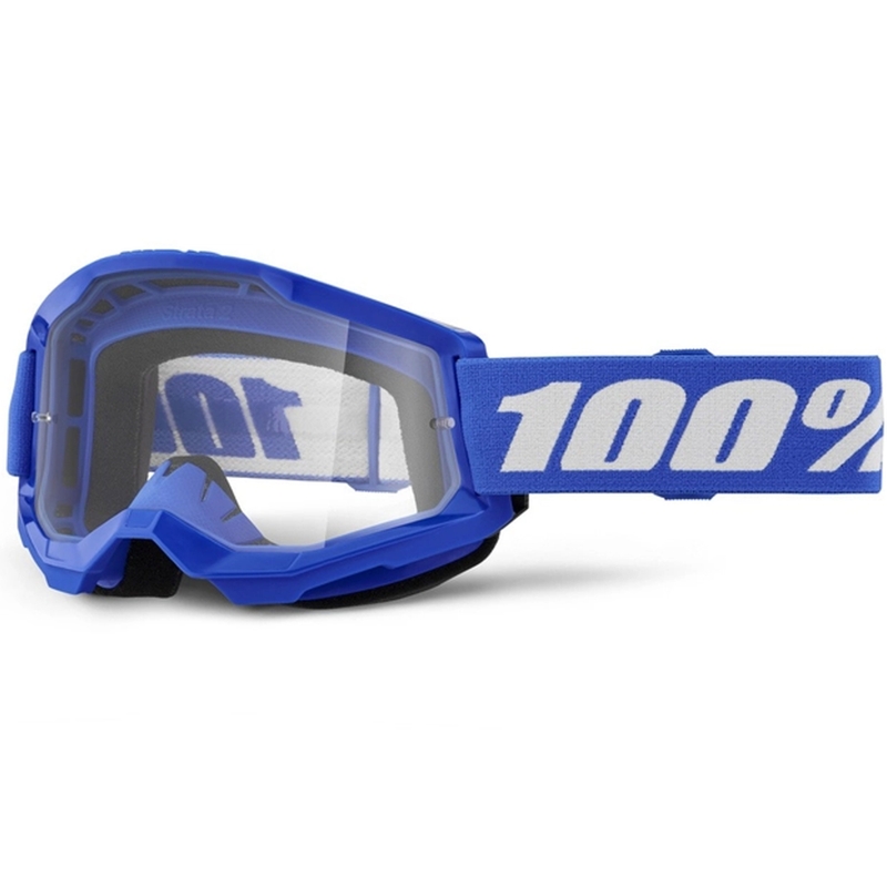 Motorcrossbril 100% STRATA 2 Nieuw blauw (helder plexi)