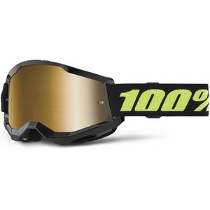 Motorcrossbril 100% STRATA 2 Nieuw Solar zwart (goud plexi)