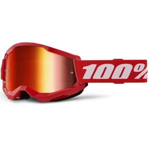 Motorcrossbril 100% STRATA 2 Nieuw rood (rood plexi)