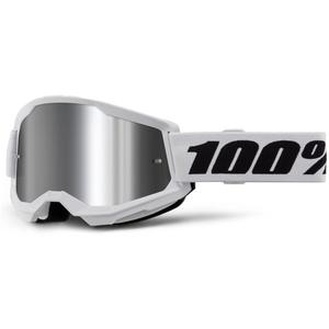 Motorcrossbril 100% STRATA 2 Nieuw wit (zilver plexi)