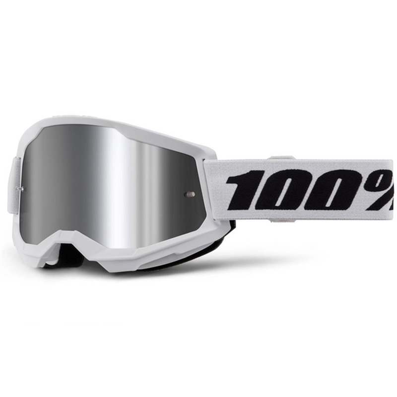 Motorcrossbril 100% STRATA 2 Nieuw wit (zilver plexi)