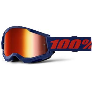 Motorcrossbril 100% STRATA 2 Nieuw blauw (rood plexi)
