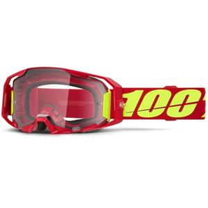 Motorcrossbril 100% ARmatic rood met helder plexi