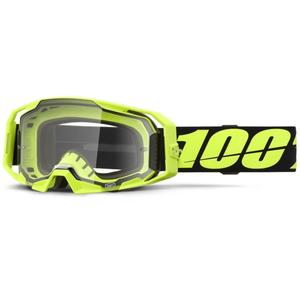 Motorcrossbril 100% ARmatic Neon Geel met helder plexi