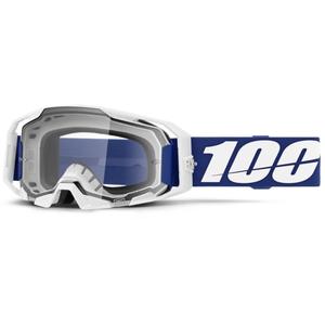 Motorcrossbril 100% ARmatic blauw met helder plexi