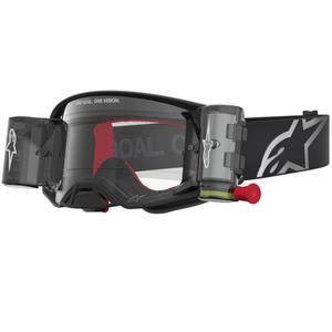 Alpinestars Supertech ROLL-OFF motorcrossbril zwart-zilver met transparant plexiglas