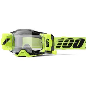 Motorcrossbril 100% - USA Armega Forecast fluogroen (helder glas)