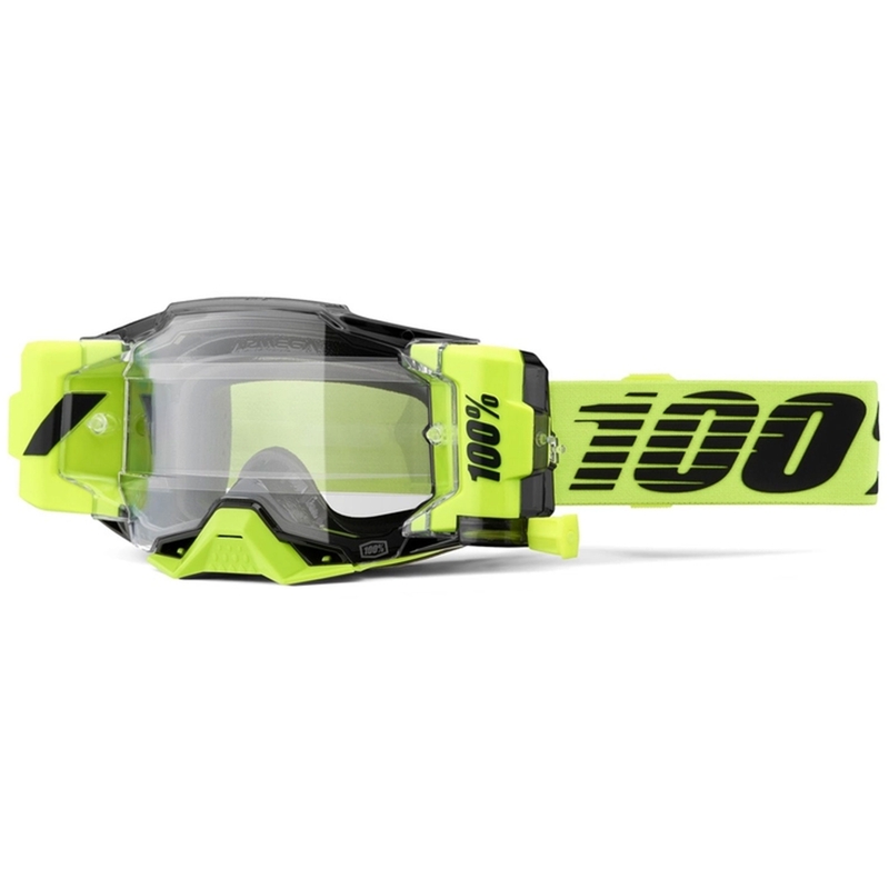 Motorcrossbril 100% - USA Armega Forecast fluogroen (helder glas)