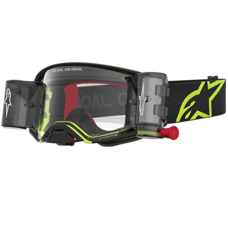 Alpinestars Supertech Firma crossbril zwart-fluor geel met transparant plexiglas