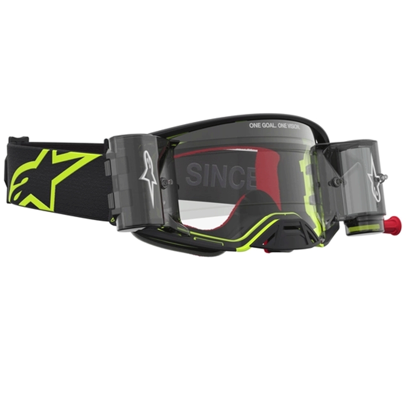 Alpinestars Supertech Firma crossbril zwart-fluor geel met transparant plexiglas